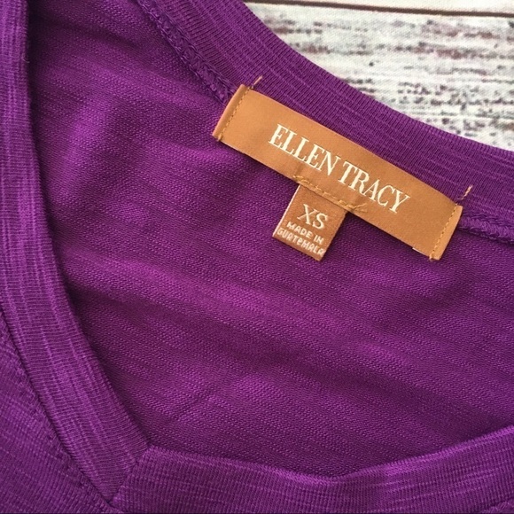 Ellen Tracy Roll Sleeve V Neck Long Sleeve - Picture 2 of 6